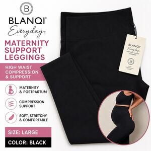 BLANQI Maternity Support Leggings Large Black High Waist Compression NWT